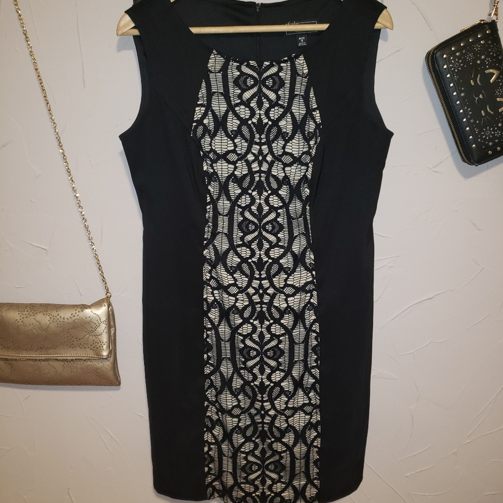 Black and ivory lace front dress Size 10P